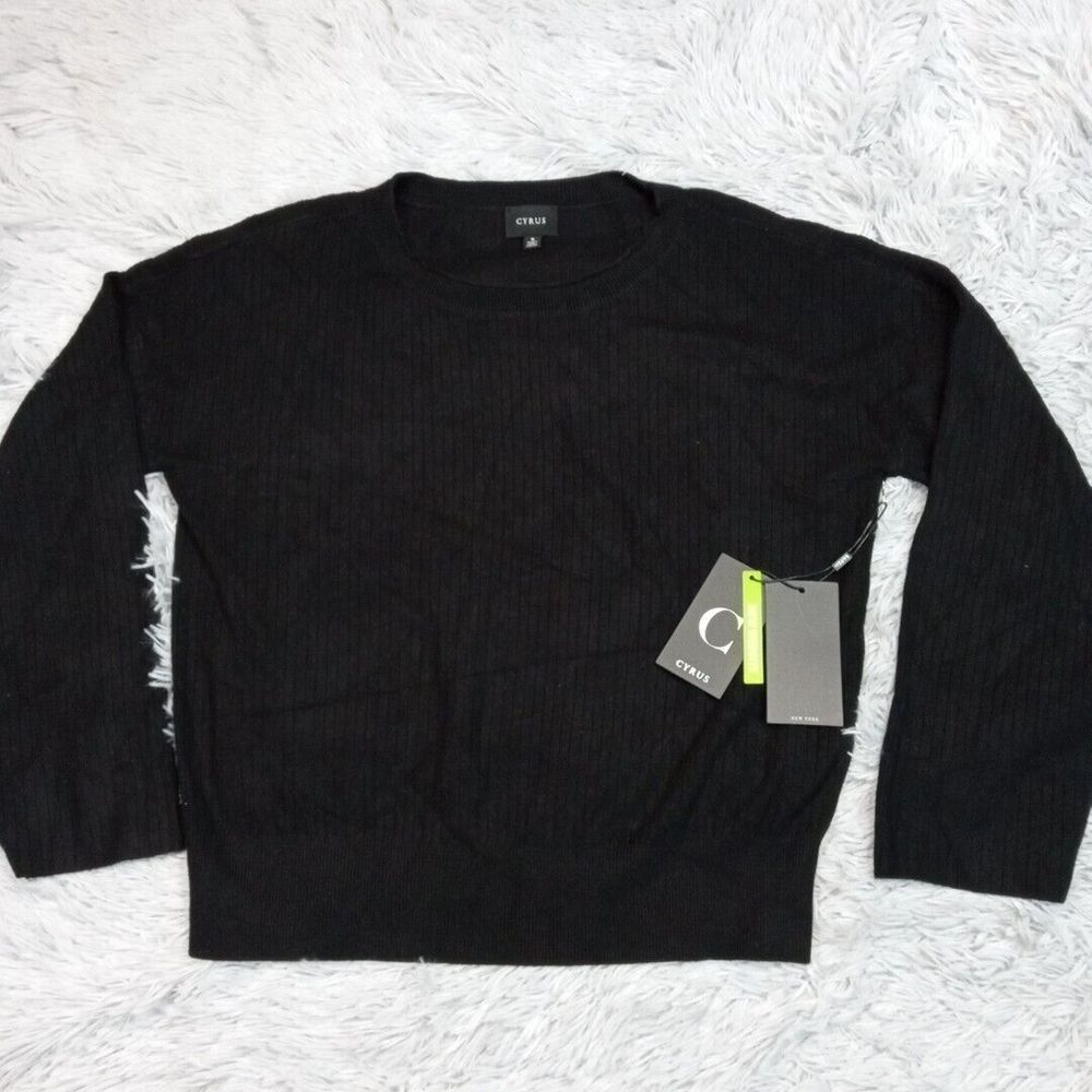 Cyrus Sweaterβ Womens S Black Ribbed Lightweight Oversized Soft Comfort New